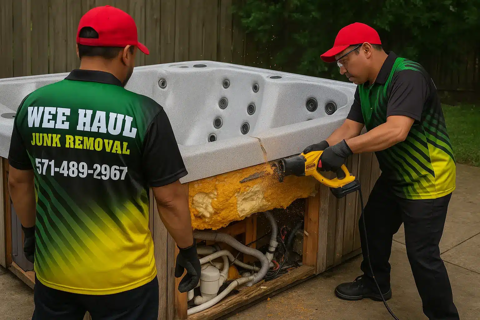 Professional Hot Tub Removal in Ashburn Team Working